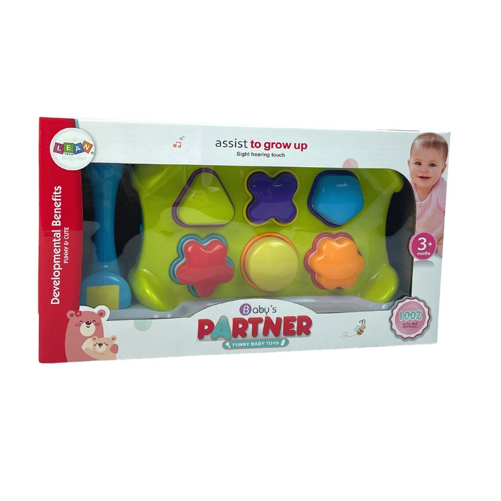 Joc interactiv blocuri + ciocan, Lean Toys, Plastic, 32 x 18 x 12 cm, Multicolor, + 3 ani