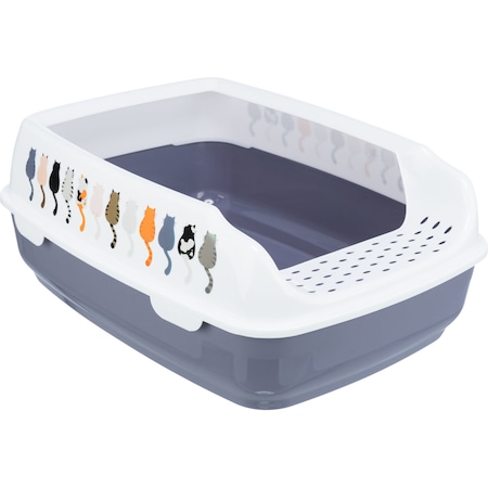 Litiera Trixie Delio, Cu Rama, Gri/Alb 38 x 20 x 50 cm, Pentru Pisici, 40397