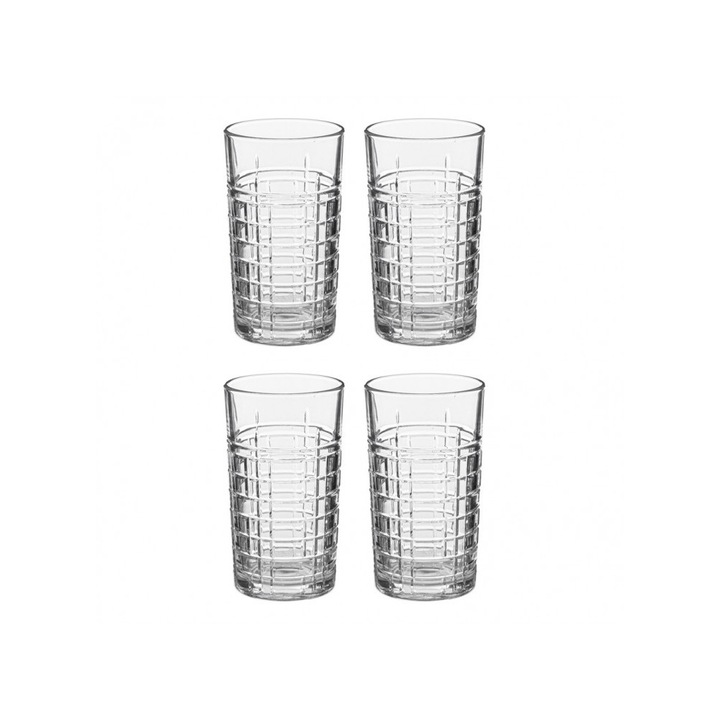 4 db Edgar hosszú pohár készlet, prémium üveg, 7,1 x M 14,5 cm, 300 ml