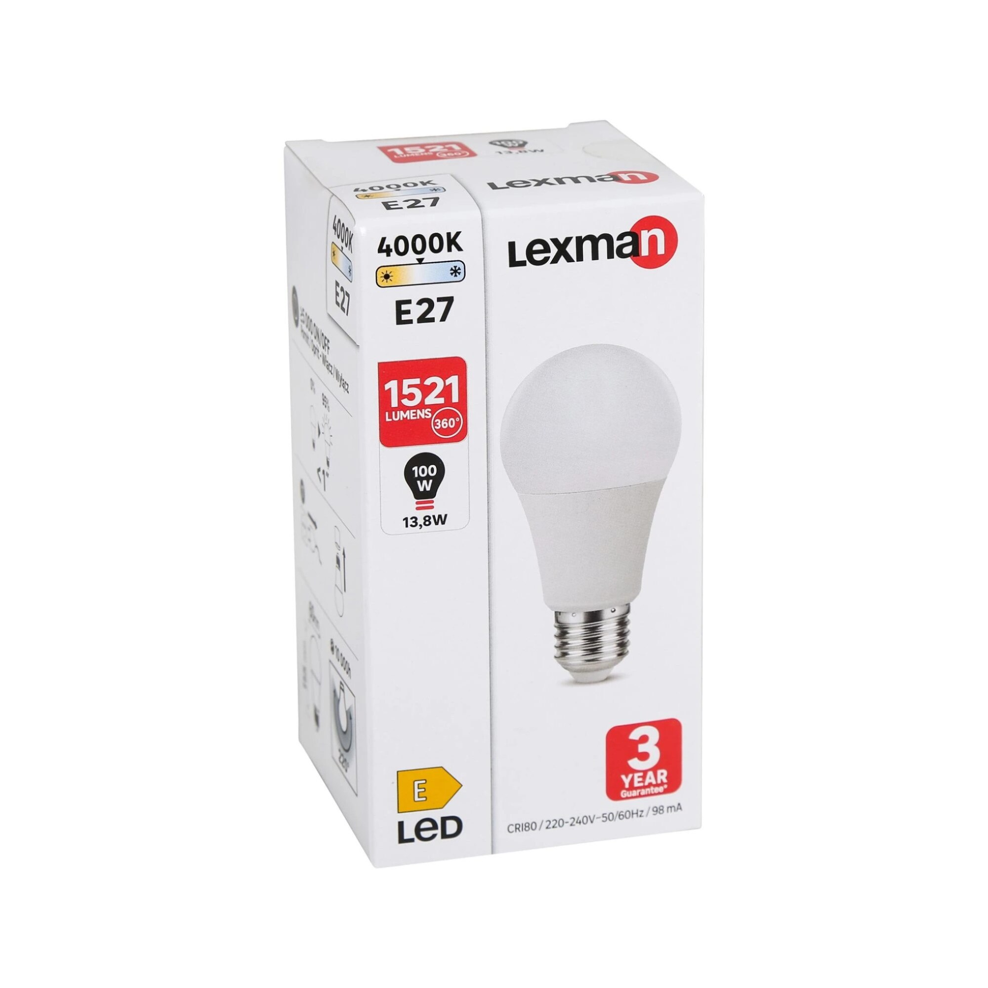 Bec LED LEXMAN mat E27 A60 13.8W 1521lumeni 4000K - eMAG.ro
