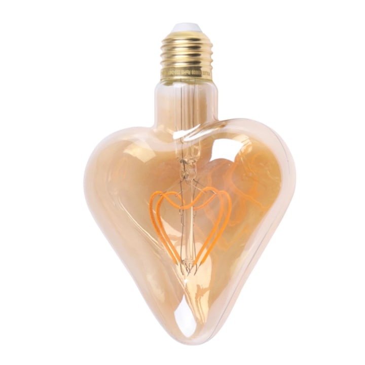 Bec LED decorativ, Polux, E27, alb cald, 2000K, 2.5 W, 190 lm, tip glob, ambra