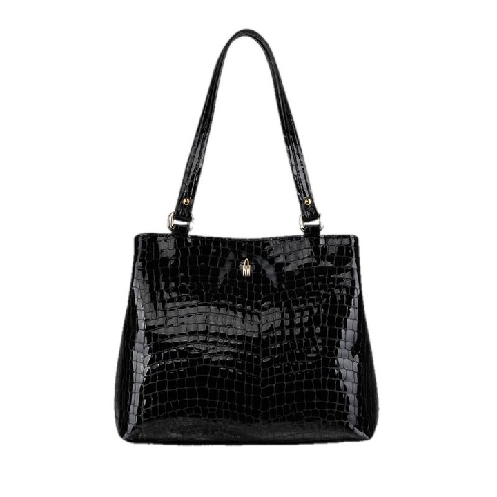 Válltáska, Wojewodzic, Valódi bőr, 32 x 25 x 13 cm, Fekete