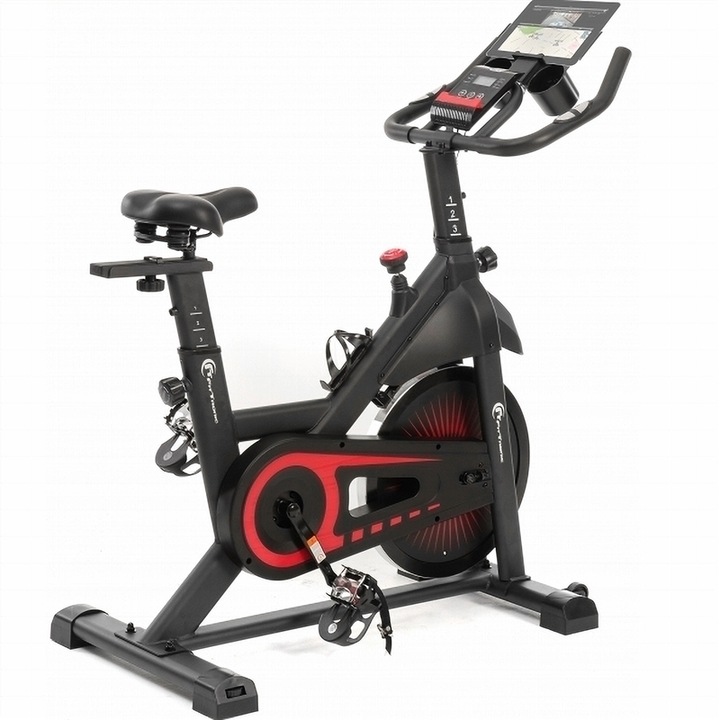 Bicicleta indoor cycling FitTronic SB8000, Volanta 13 kg, display si aplicatii Kinomap, Zwift, z-sport