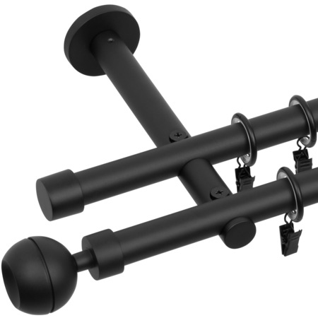 Двоен корниз, Optic, 19/19мм, Метален, 260см, Черен мат - eMAG.bg