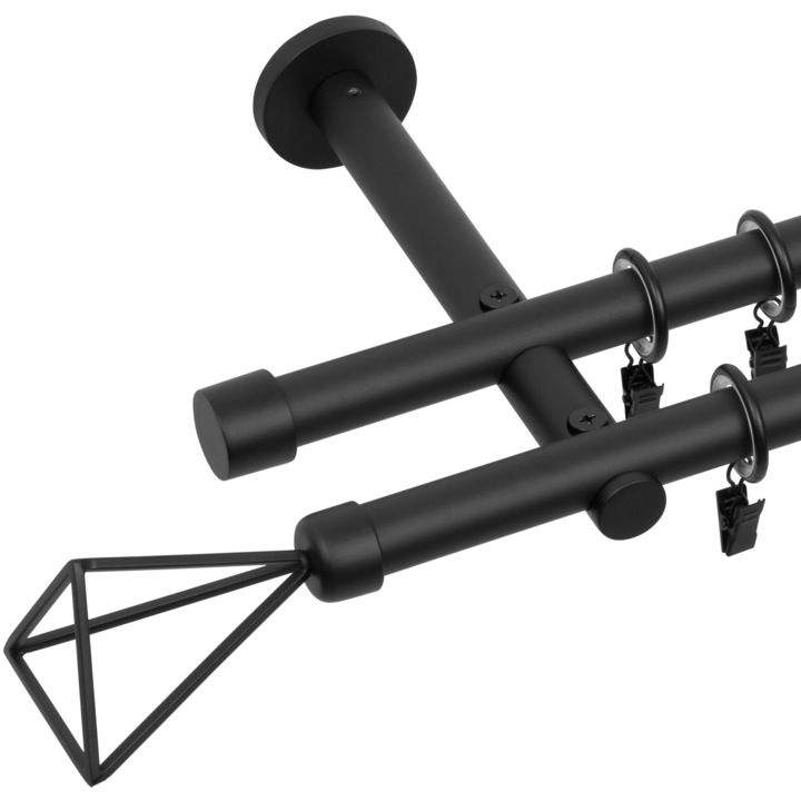 Galerie metalica moderna dubla 19/19mm Vega Negru mat 320 cm