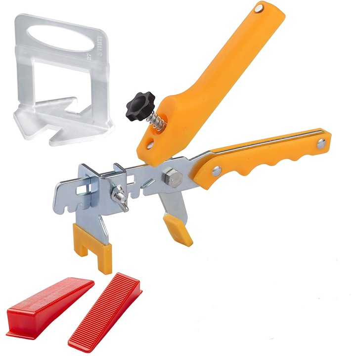 Set 500 clipsuri 3.0 mm, 100 pene cu latimea de 22 mm si un cleste, sistem nivelare gresie, gama Ultra