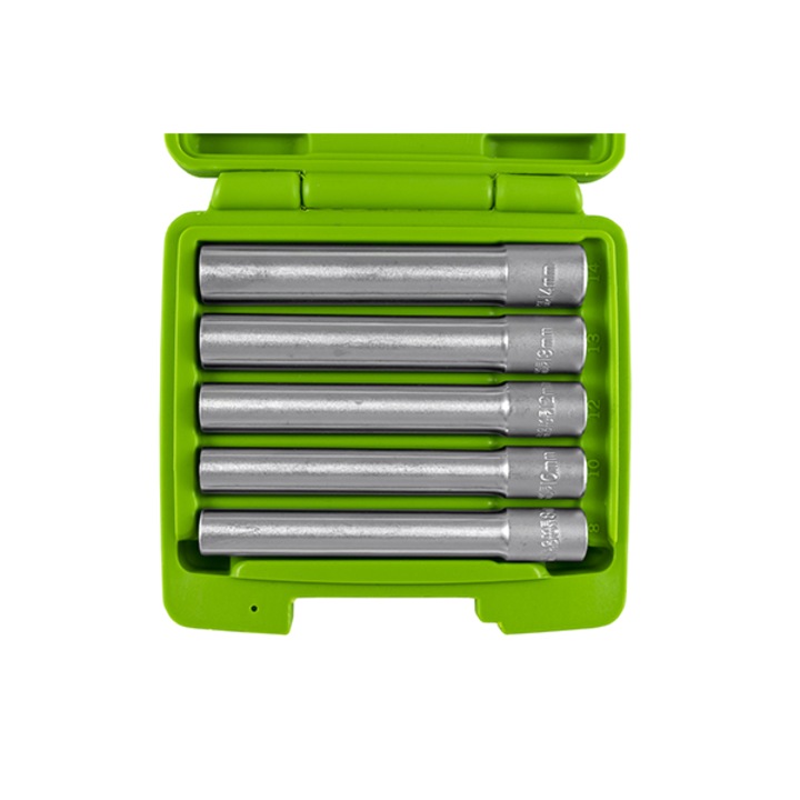 Set 5 chei tubulare hexagonale lungi JBM 91237, lungime 120 mm, prindere 3/8 inch, 8, 10, 12, 13, 14 mm