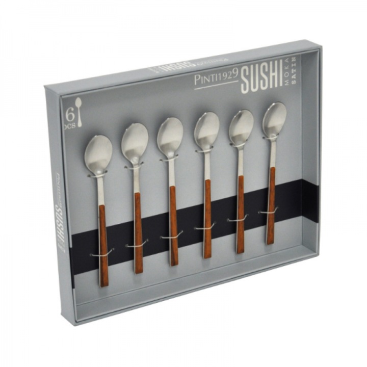 Set 6 lingurite pentru desert sau cafea, Sushi Moka Teak