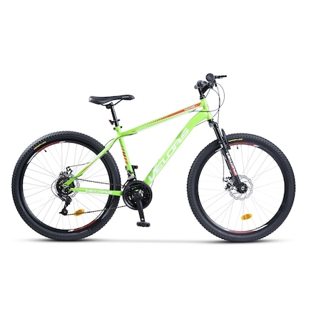 Bicicleta MTB cu Frane DISC-fata/spate, Suspensie fata, 18 Viteze, verde/rosu, Mountain Bike Velors Poseidon cu Roti de 26"