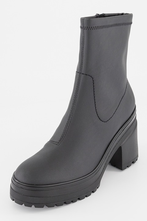Tommy Jeans, Botine din piele ecologica cu toc masiv, Negru, 37