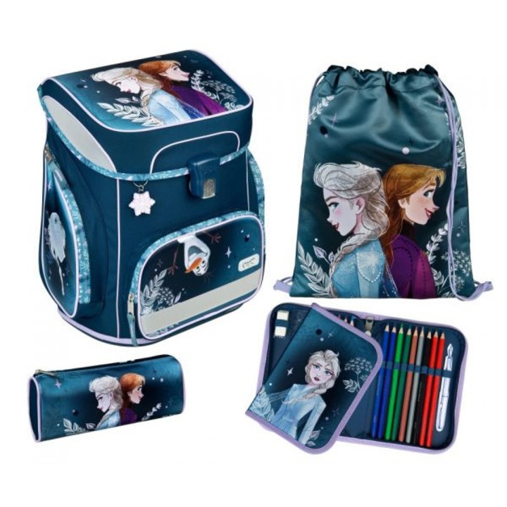 Ghiozdan echipat - Frozen, Poliester, Albastru