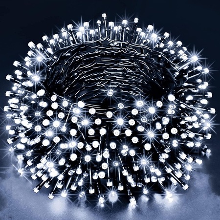 Instalatie Craciun Liniara, NEVERMORE, Interior/exterior, 8 jocuri de lumini, 50 m, 500 Led-uri, Alb rece