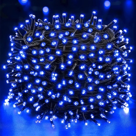 Instalatie Craciun Liniara, NEVERMORE, Interior/exterior, 8 jocuri de lumini, 7 m, 100 Led-uri, Albastru