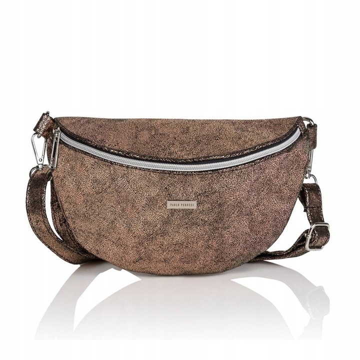 Borseta dama Paolo Peruzzi, Piele naturala, 26.5x16.5 cm, Auriu