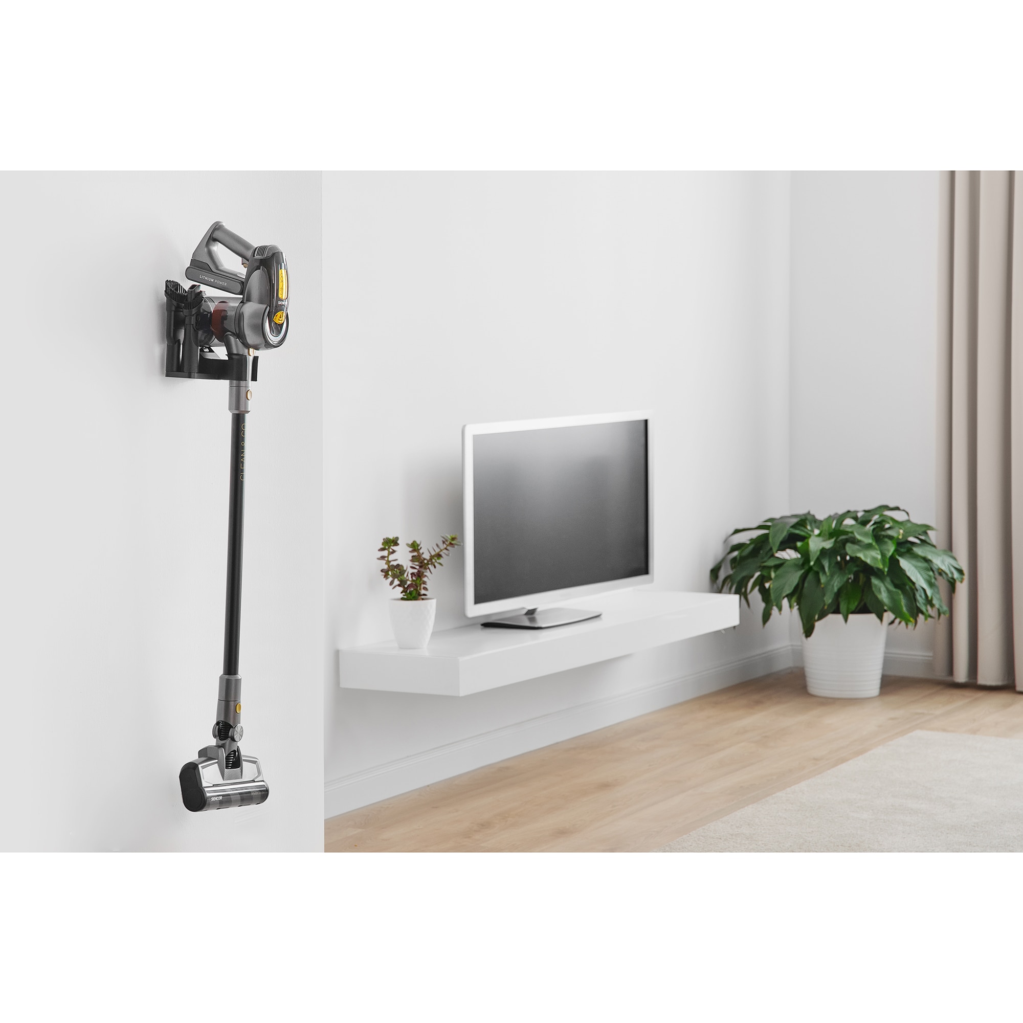 Aspirator vertical fara fir Sencor, putere 400W, autonomie 50 min, recipient praf 0.5 l, negru