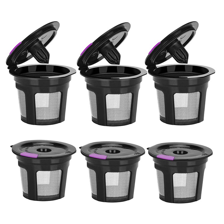 6 db újratölthető kávékapszula készlet, Keurig 2.0 1.0 kompatibilis, fekete