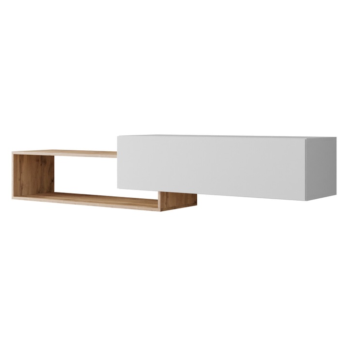 Comoda TV Karisom, MIRJAN24, stejar wotan / alb, 210x48x36 cm