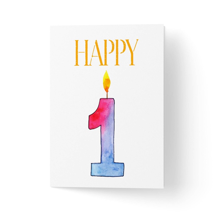 Felicitare 100% reciclata cu plic, hartie texturata premium - un an watercolor - 11x16cm