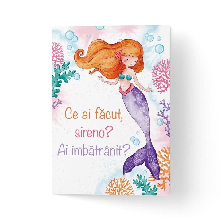 Felicitare cu plic, hartie texturata premium - zi de nastere pentru sirene - 11x16cm