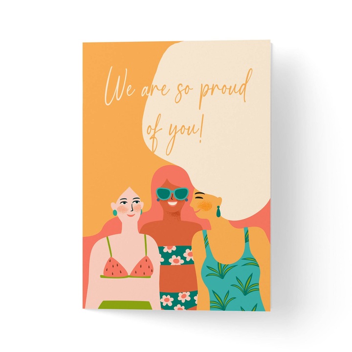 Felicitare cu plic, hartie texturata premium - de apreciere pentru prieteni portocalie - 11x16cm