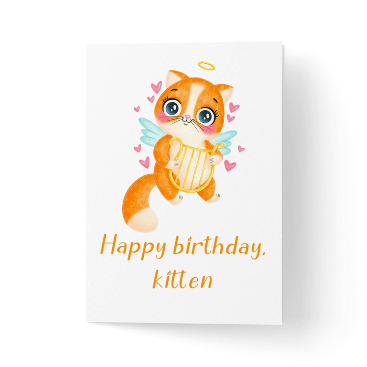 Felicitare cu plic, hartie texturata premium - aniversara Kitten - 11x16cm