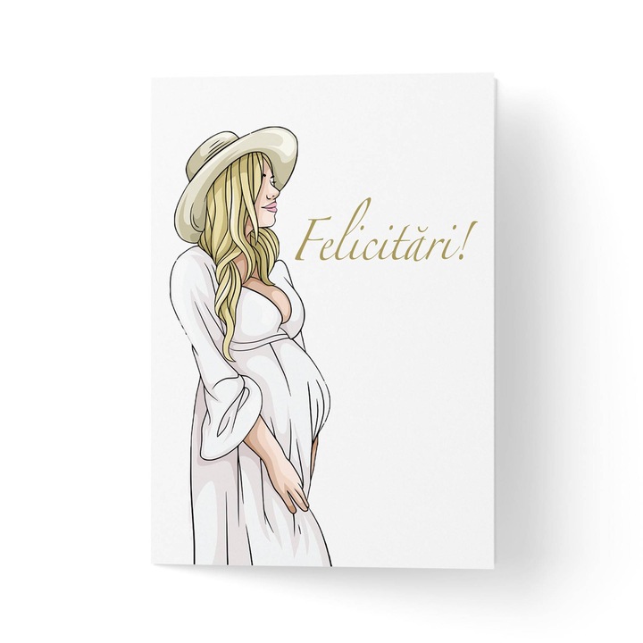 Felicitare 100% reciclata cu plic, hartie texturata premium - pentru femei insarcinate - 11x16cm