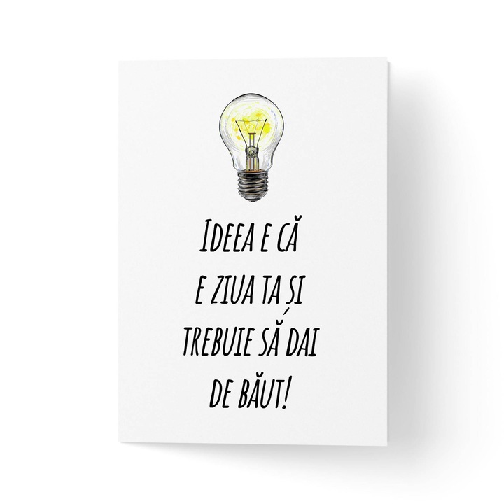 Felicitare cu plic, hartie texturata premium - zi de nastere cu bec - 11x16cm