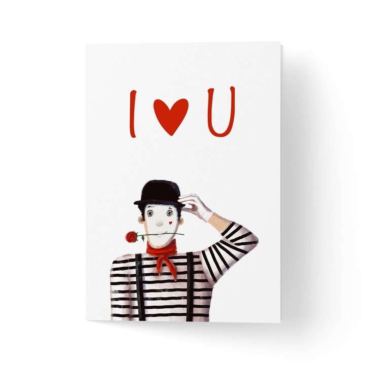 100%-ban újrahasznosított üdvözlőlap borítékkal, prémium texturált papír - szeress velem - 11x16cm