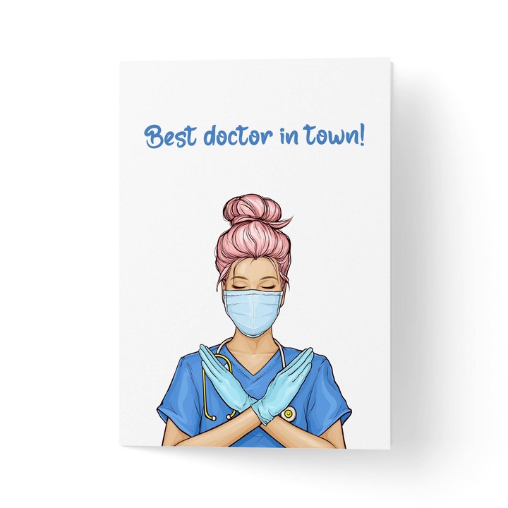 Felicitare 100% reciclata cu plic, hartie texturata premium - de apreciere pentru medici - 11x16cm