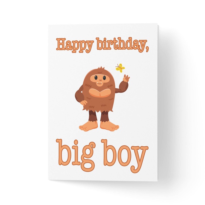 100%-ban újrahasznosított üdvözlőlap borítékkal, prémium texturált papírral - BigBoy születésnap - 11x16cm