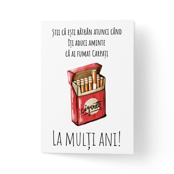 100%-ban újrahasznosított üdvözlőlap borítékkal, prémium texturált papírral - születésnap cigarettával - 11x16cm