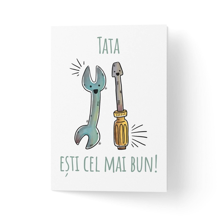 Kártya borítékkal, prémium texturált papír - apának kulccsal és csavarhúzóval - 11x16cm