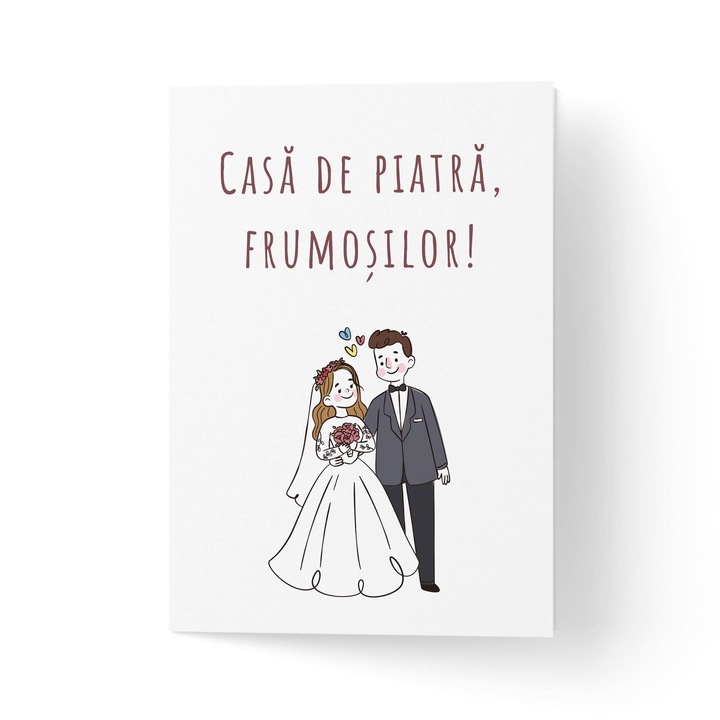 Felicitare cu plic, hartie texturata premium - pentru nunta Alb-negru - 11x16cm