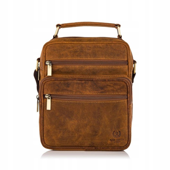 Paolo Peruzzi Férfi táska, Természetes bőr, 20x24 cm, Barna