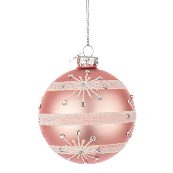 12 üveggömb készlet rózsaszín arany Glimmer 8 cm
