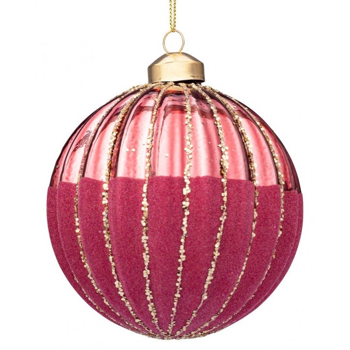 Set 8 globuri de sticla roz 10 cm