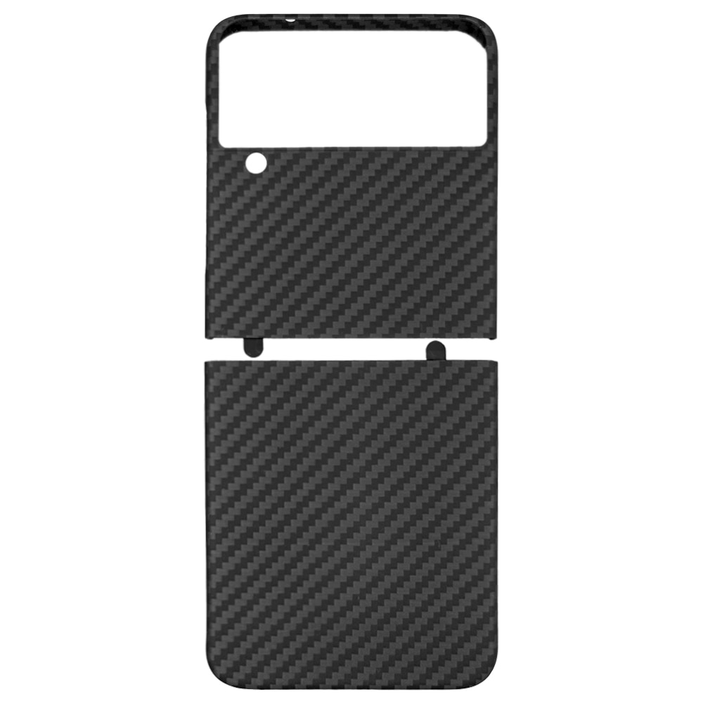 Husa fibra carbon SILKASE pentru Samsung Z Flip 4, aramid kevlar, negru