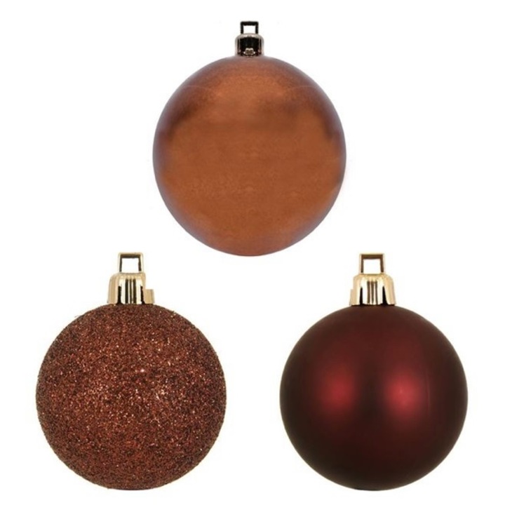 Set 12 globuri pentru bradul de Craciun, maro,7 cm