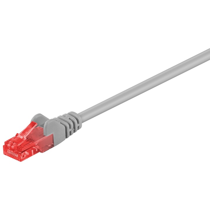 Cablu retea 3m CAT6 UTP patchcord 2x RJ45 CCA neecranat gri Goobay