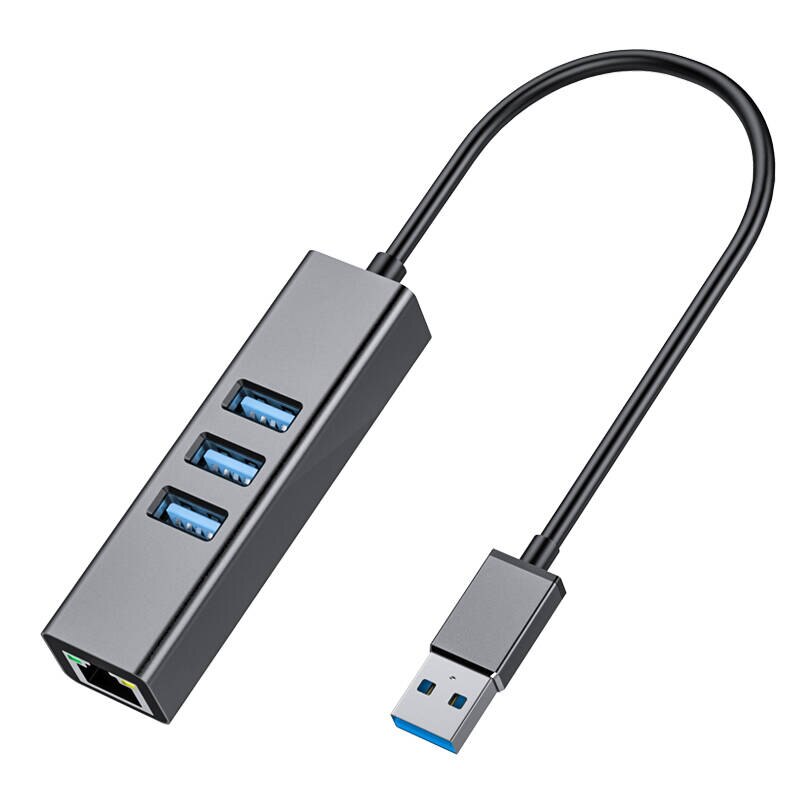 Хъб, 4 в 1, USB/RJ45, Сив - eMAG.bg