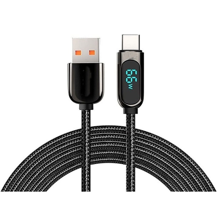 Кабел за данни TSE-DP66W Digital Pro USB-A към TYPE-C, QC4.0, 6A, Бързо зареждане, 1.0m, Черен