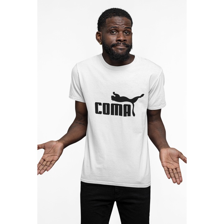 Tricou barbati personalizat, Alb, Coma, 3XL