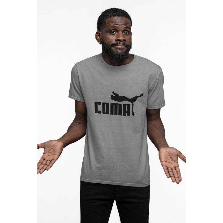 Tricou barbati personalizat, Gri, Coma, 3XL