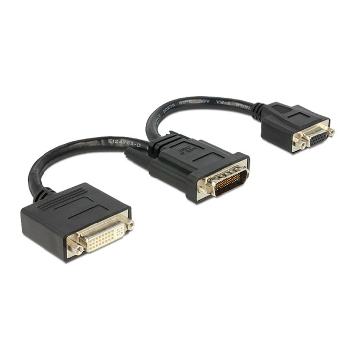 Adaptor Delock, DMS-59/DVI VGA, Nichel, 20 cm, Negru