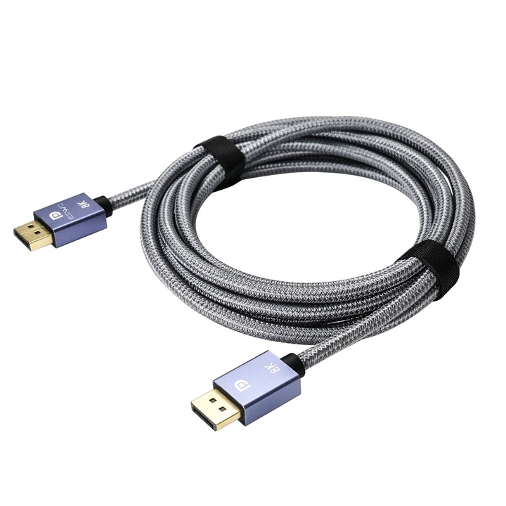 JESWO videokábel, DisplayPort, 8K, 3m, szürke