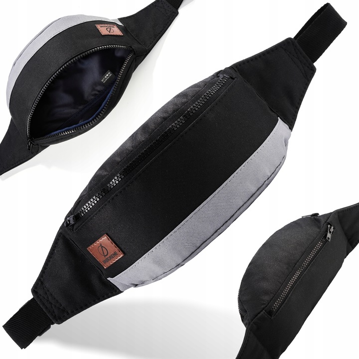 Borseta barbati Brodrene, Poliester, 24x7x11 cm, Negru / Gri