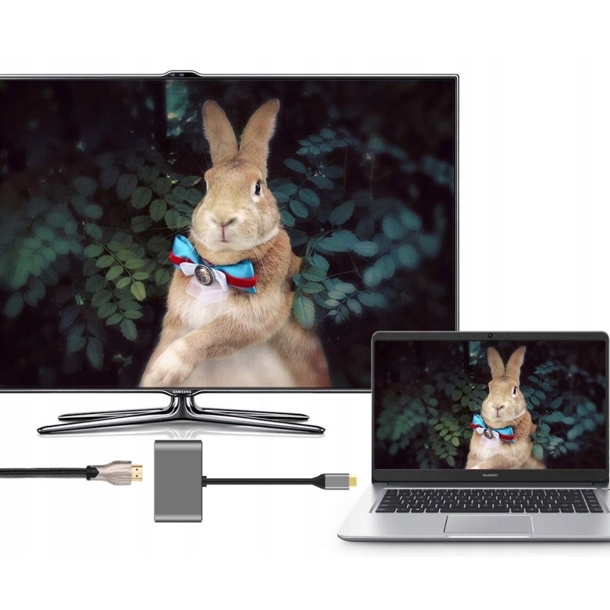 Adaptor Hub, Aluminiu, USB-C/HDMI 4k/VGA, Gri/Negru - eMAG.ro