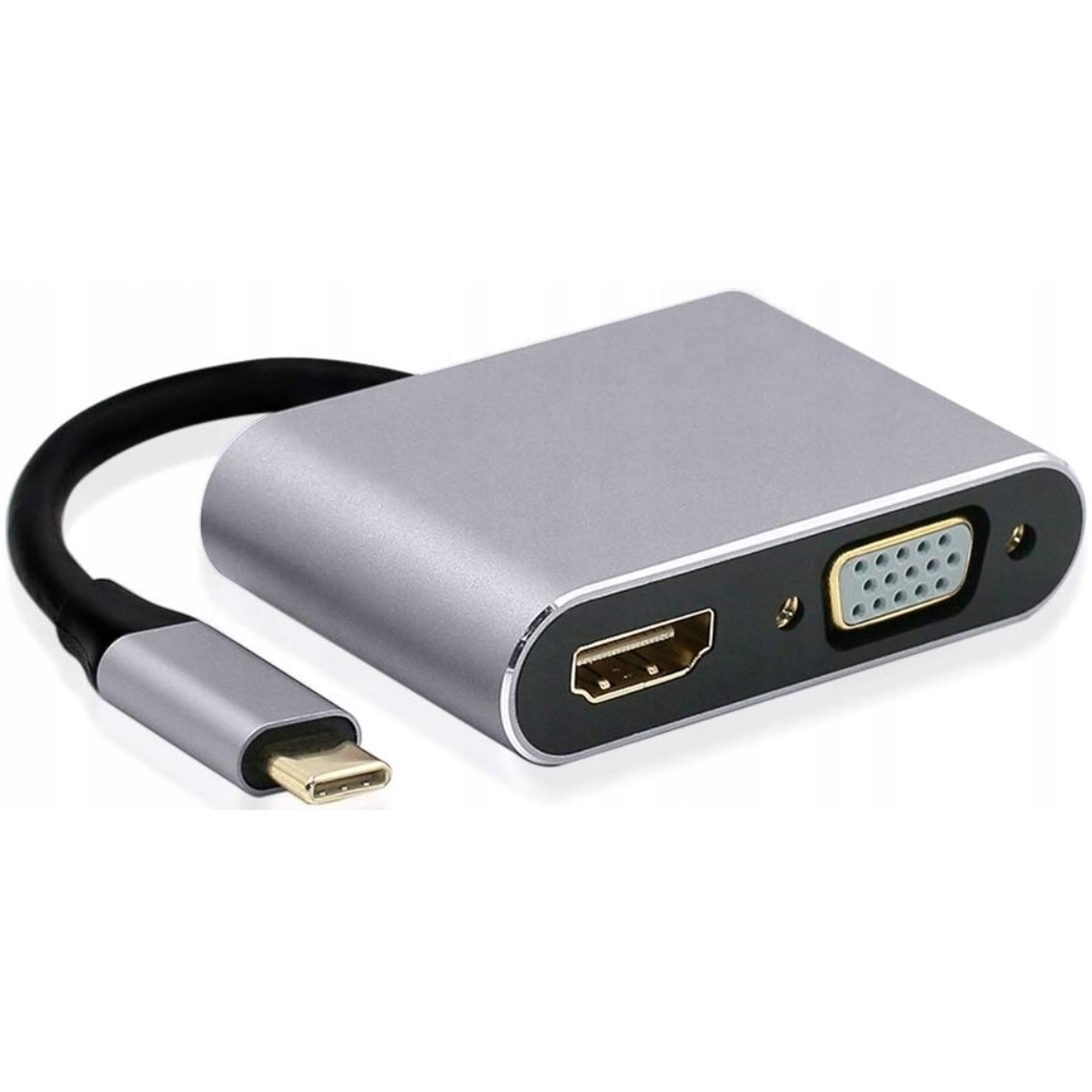 Adaptor Hub, Aluminiu, USB-C/HDMI 4k/VGA, Gri/Negru - eMAG.ro
