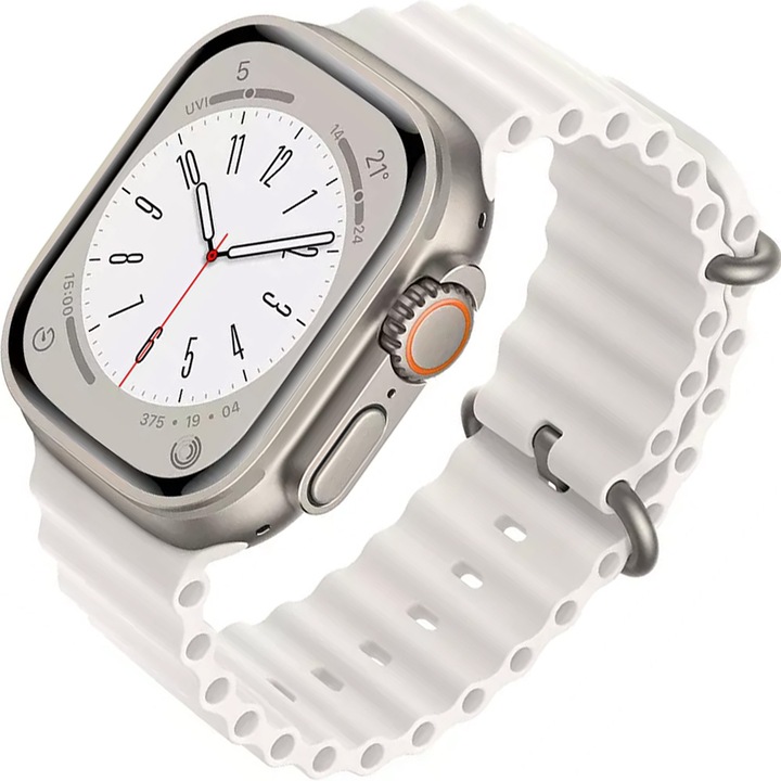 Curea silicon ZAFIT™ Ocean, pentru Apple Watch 8/7/6/5/4/3, Display 41/40/38 mm, White