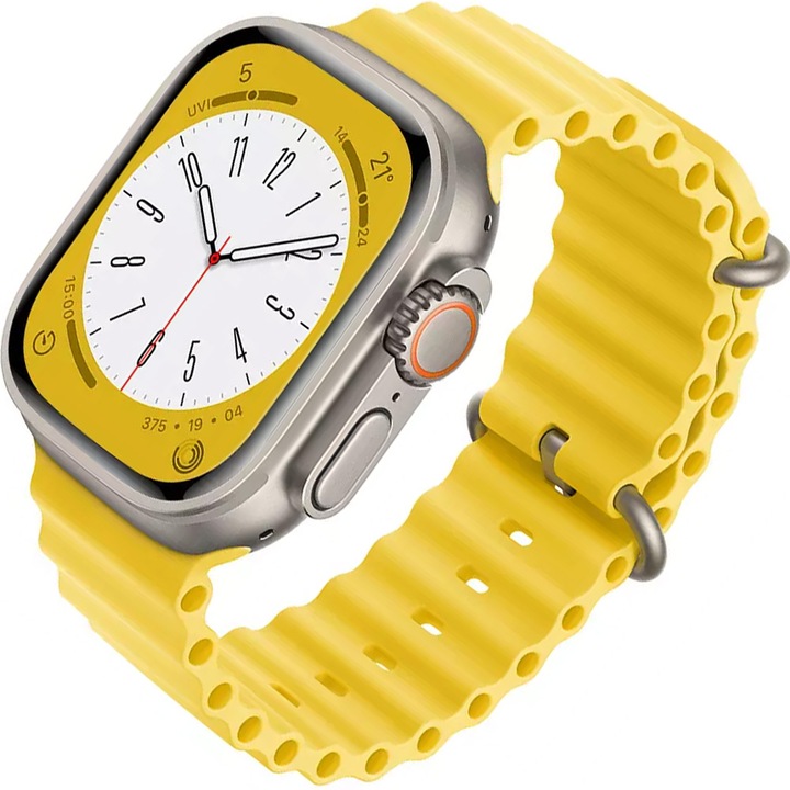 Curea silicon ZAFIT™ Ocean, pentru Apple Watch 8/7/6/5/4/3, Display 41/40/38 mm, Yellow